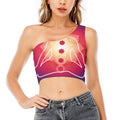 Mandala Chakras Aura Print One Shoulder Crop Top