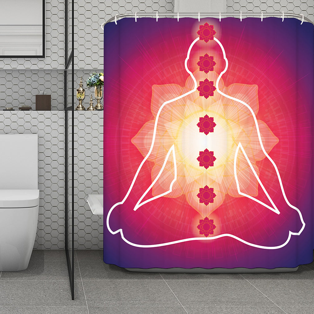 Mandala Chakras Aura Print Polyester Shower Curtain
