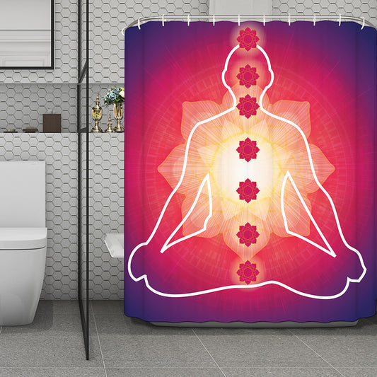 Mandala Chakras Aura Print Polyester Shower Curtain
