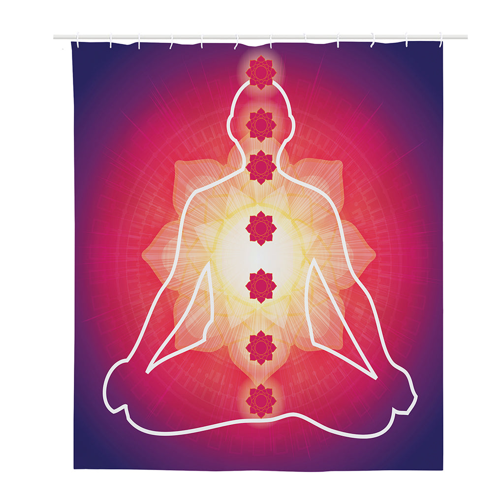 Mandala Chakras Aura Print Polyester Shower Curtain