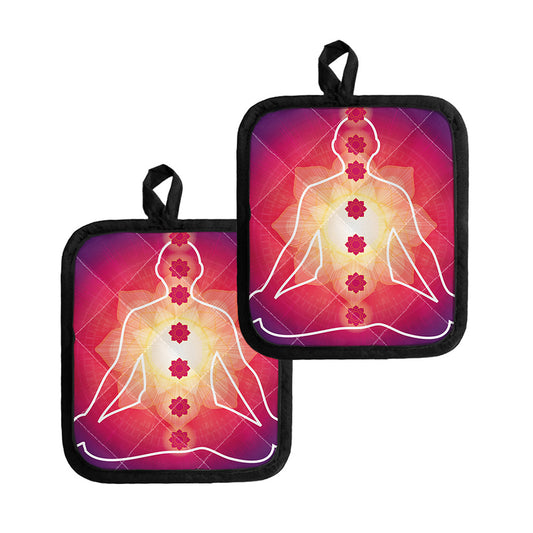 Mandala Chakras Aura Print Pot Holders