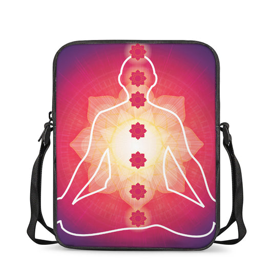 Mandala Chakras Aura Print Rectangular Crossbody Bag