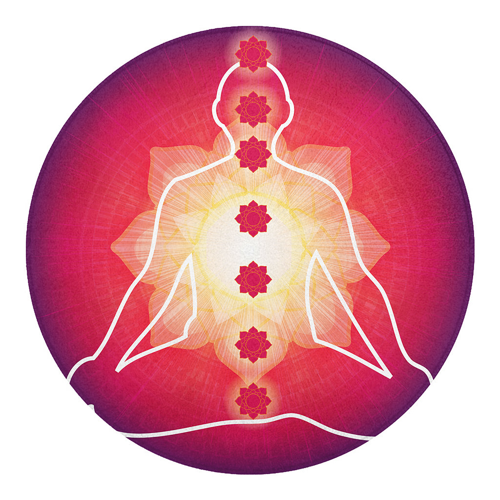 Mandala Chakras Aura Print Round Blanket