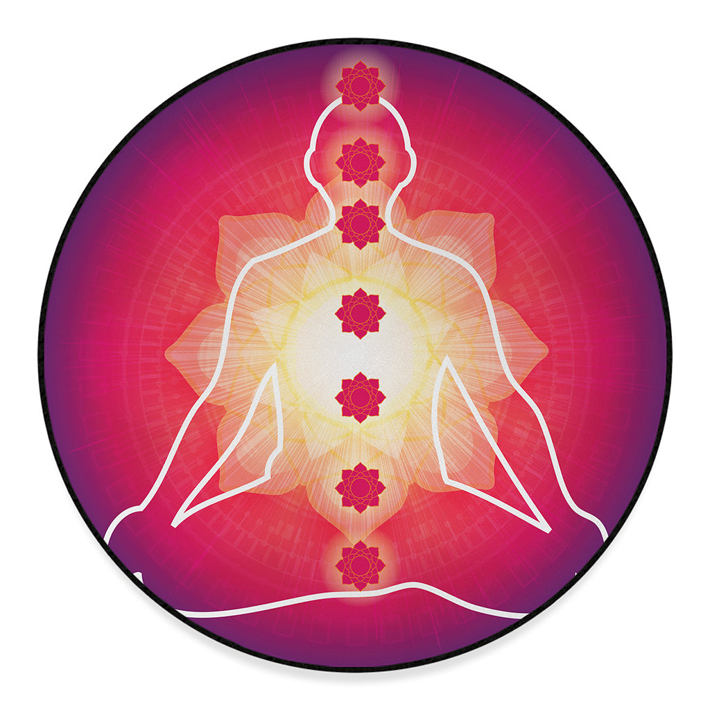 Mandala Chakras Aura Print Round Floor Mat