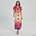 Mandala Chakras Aura Print Short Sleeve Maxi Dress