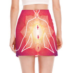Mandala Chakras Aura Print Side Slit Mini Skirt