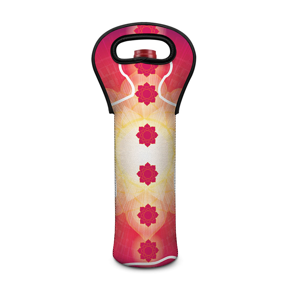 Mandala Chakras Aura Print Single Neoprene Wine Tote