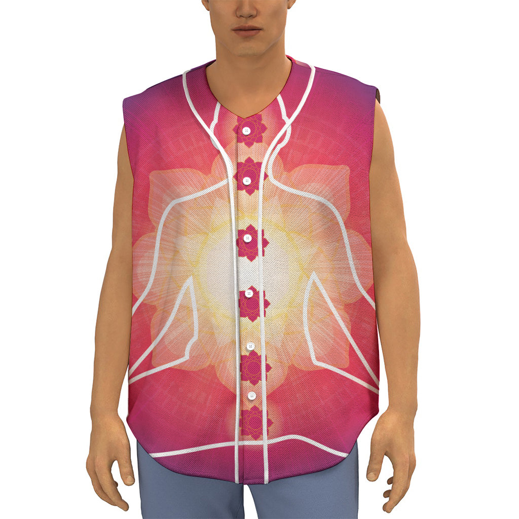 Mandala Chakras Aura Print Sleeveless Baseball Jersey
