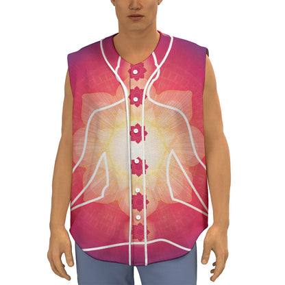 Mandala Chakras Aura Print Sleeveless Baseball Jersey