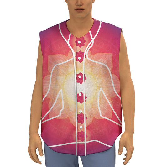 Mandala Chakras Aura Print Sleeveless Baseball Jersey