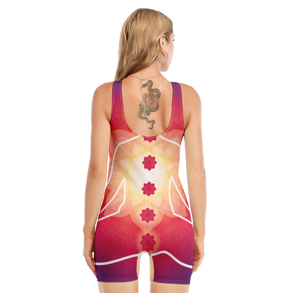 Mandala Chakras Aura Print Sleeveless One Piece Swimsuit