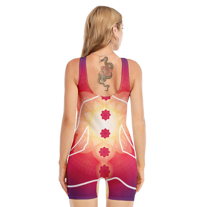 Mandala Chakras Aura Print Sleeveless One Piece Swimsuit