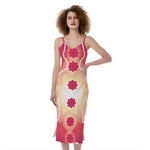Mandala Chakras Aura Print Slim Fit Midi Cami Dress