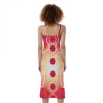 Mandala Chakras Aura Print Slim Fit Midi Cami Dress