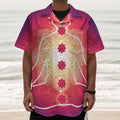 Mandala Chakras Aura Print Textured Short Sleeve Shirt