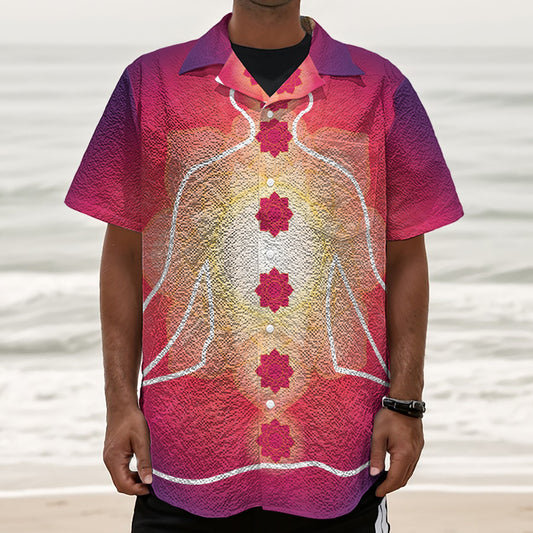 Mandala Chakras Aura Print Textured Short Sleeve Shirt