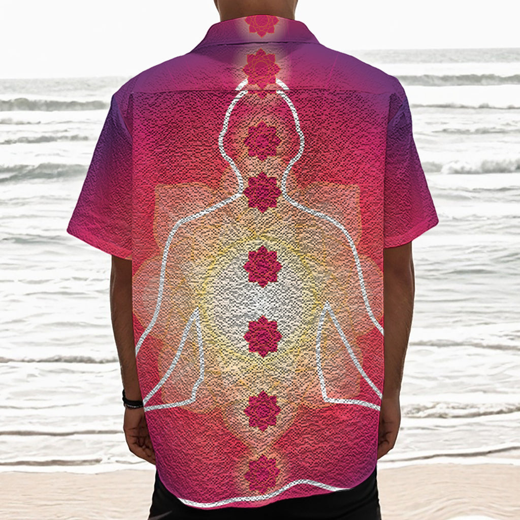 Mandala Chakras Aura Print Textured Short Sleeve Shirt