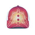 Mandala Chakras Aura Print White Mesh Trucker Hat