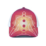 Mandala Chakras Aura Print White Mesh Trucker Cap