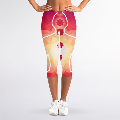 Mandala Chakras Aura Print Women's Capri Leggings