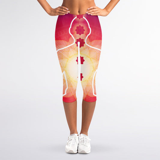 Mandala Chakras Aura Print Women's Capri Leggings