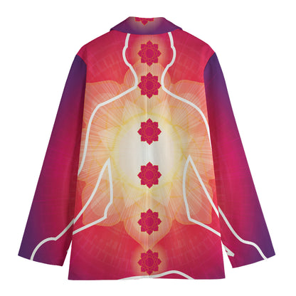 Mandala Chakras Aura Print Women's Cotton Blazer