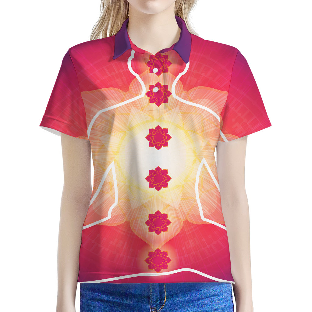 Mandala Chakras Aura Print Women's Polo Shirt