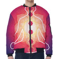 Mandala Chakras Aura Print Zip Sleeve Bomber Jacket