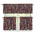 Mandala Floral Bohemian Pattern Print 3 Piece Kitchen Curtains