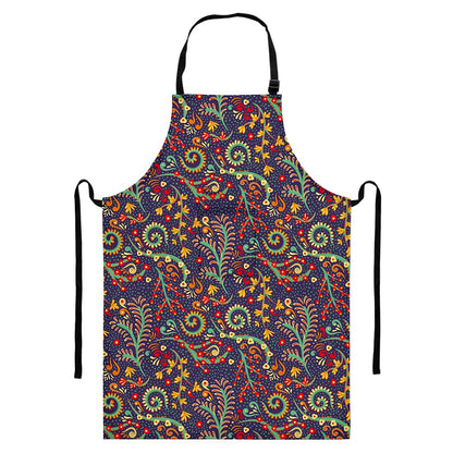 Mandala Floral Bohemian Pattern Print Bib Apron With Pocket