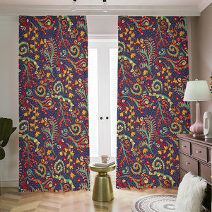 Mandala Floral Bohemian Pattern Print Blackout Pencil Pleat Curtains