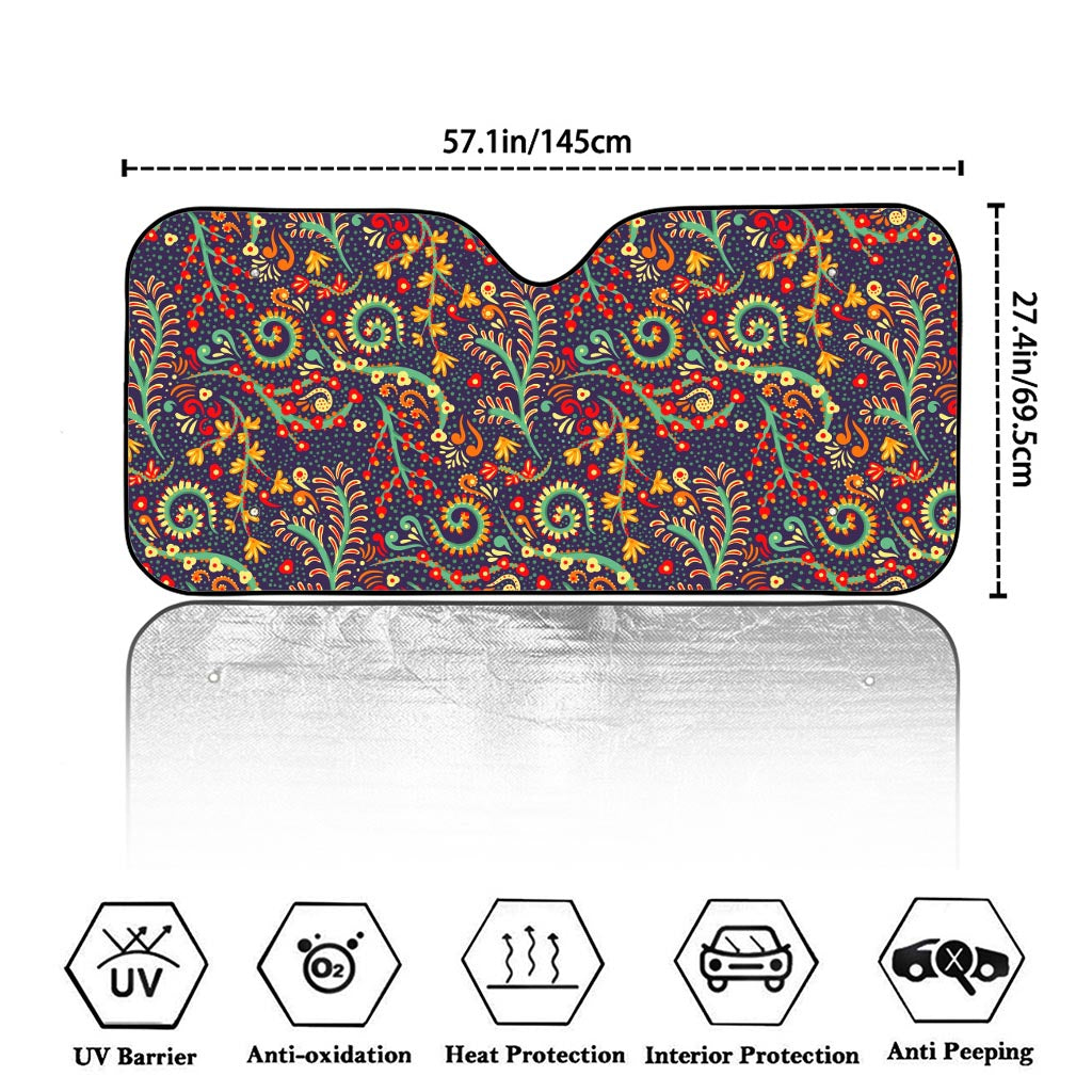 Mandala Floral Bohemian Pattern Print Car Windshield Sun Shade