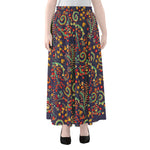 Mandala Floral Bohemian Pattern Print Chiffon Maxi Skirt