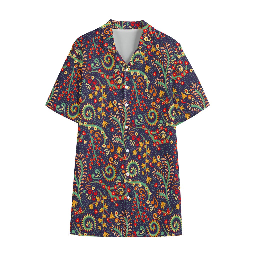 Mandala Floral Bohemian Pattern Print Cotton Hawaiian Shirt
