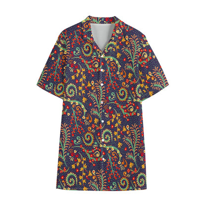 Mandala Floral Bohemian Pattern Print Cotton Hawaiian Shirt