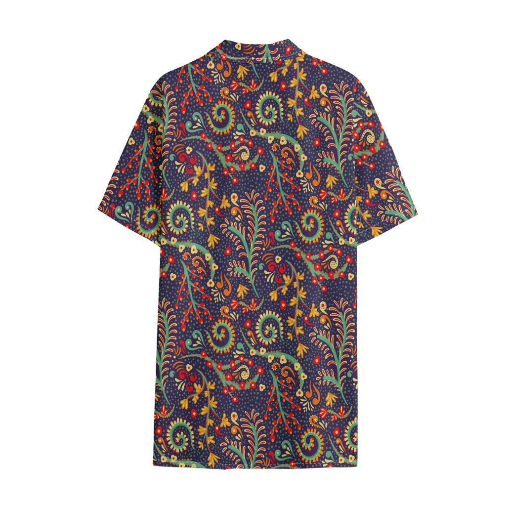 Mandala Floral Bohemian Pattern Print Cotton Hawaiian Shirt