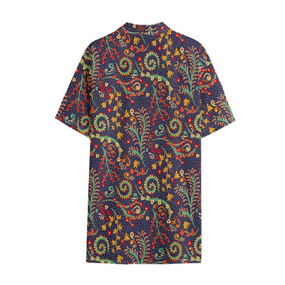 Mandala Floral Bohemian Pattern Print Cotton Hawaiian Shirt