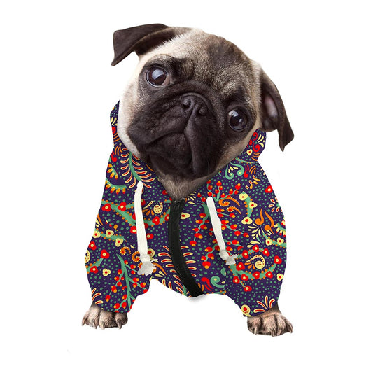 Mandala Floral Bohemian Pattern Print Dog Zip Up Hoodie