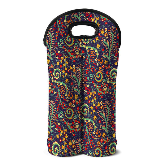 Mandala Floral Bohemian Pattern Print Double Neoprene Wine Tote