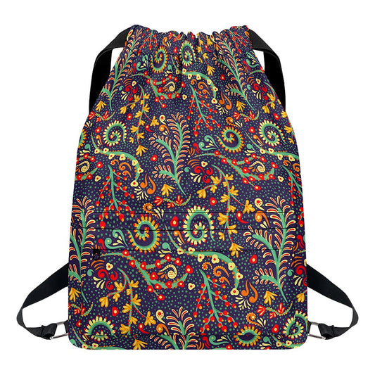 Mandala Floral Bohemian Pattern Print Drawstring Backpack