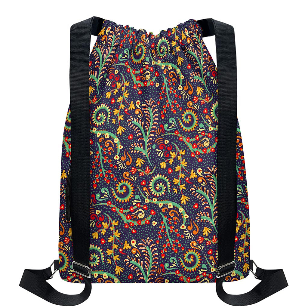 Mandala Floral Bohemian Pattern Print Drawstring Backpack