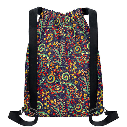 Mandala Floral Bohemian Pattern Print Drawstring Backpack