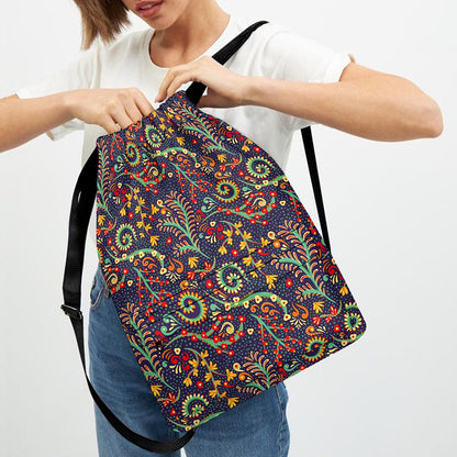Mandala Floral Bohemian Pattern Print Drawstring Backpack