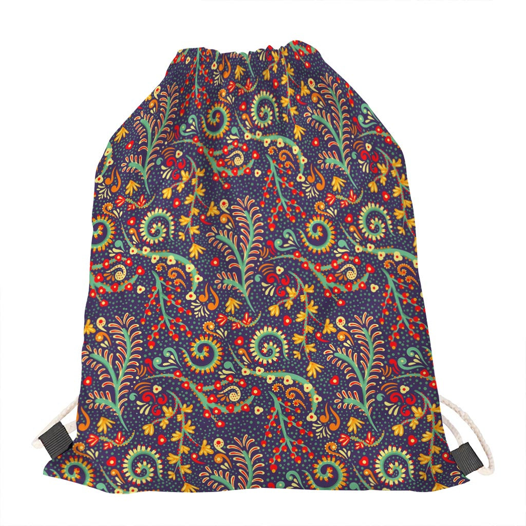 Mandala Floral Bohemian Pattern Print Drawstring Bag