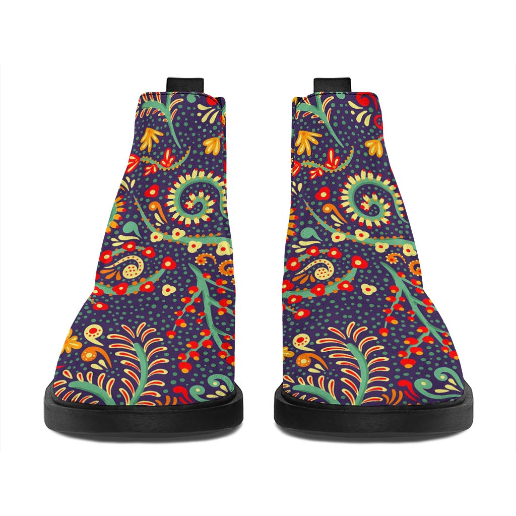 Mandala Floral Bohemian Pattern Print Flat Ankle Boots