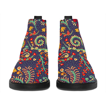 Mandala Floral Bohemian Pattern Print Flat Ankle Boots