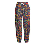 Mandala Floral Bohemian Pattern Print Fleece Lined Knit Pants