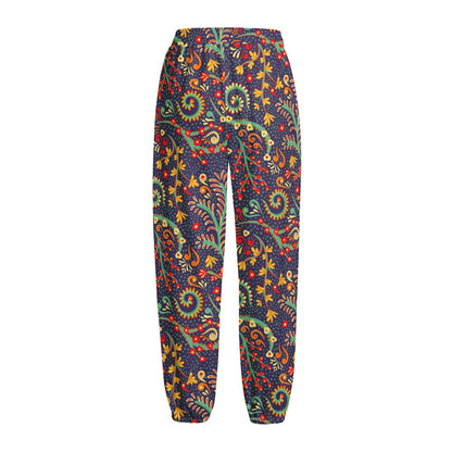 Mandala Floral Bohemian Pattern Print Fleece Lined Knit Pants