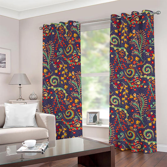 Mandala Floral Bohemian Pattern Print Grommet Curtains