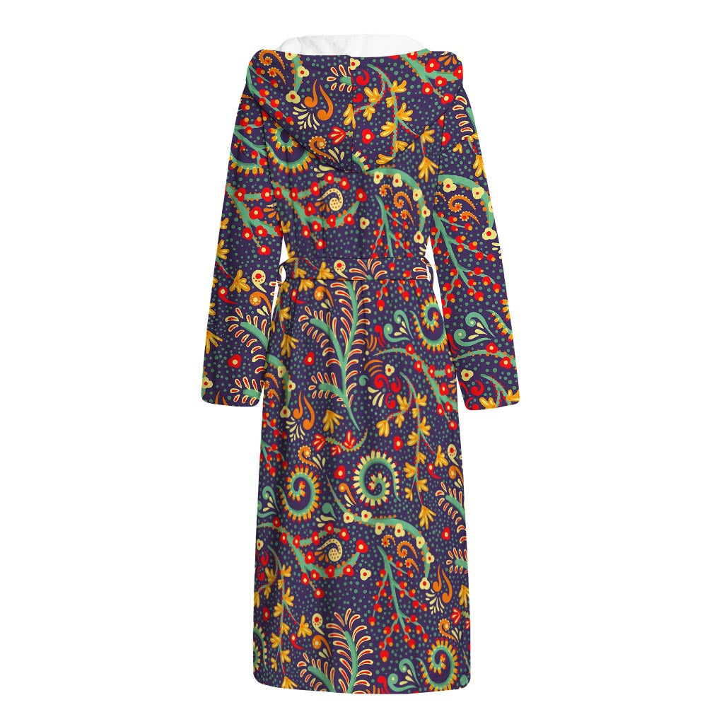 Mandala Floral Bohemian Pattern Print Hooded Bathrobe
